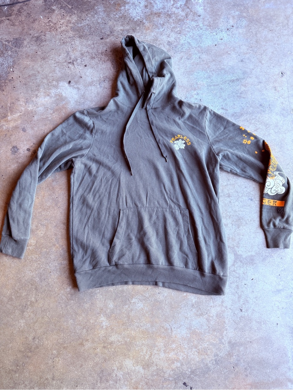 Unbranded Olive Green Pullover Hoodie with Graphic Sleeve